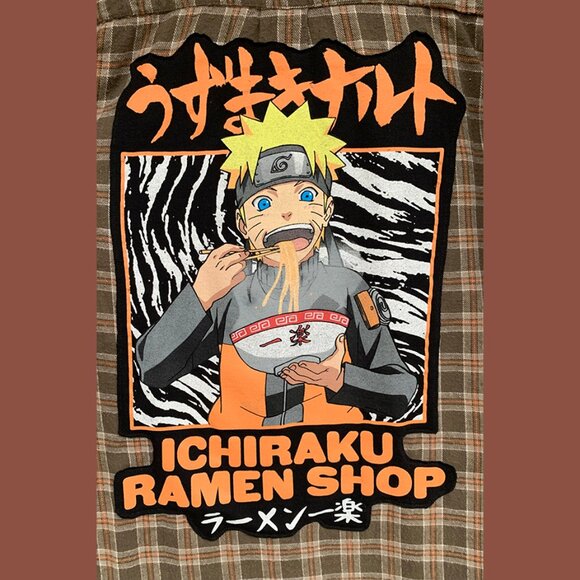 Nuarto Anime Reworked Upcycled Button Down Flannel - Picture 3 of 4